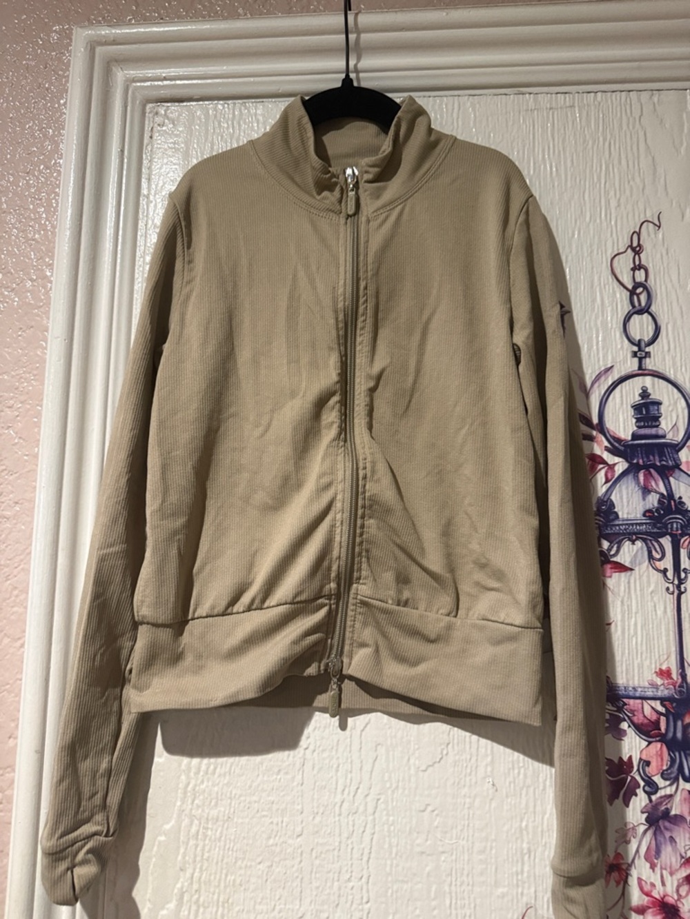 Neutral Ribbed Full-Zip Jacket